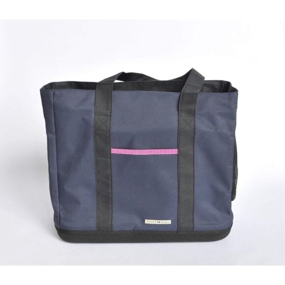 Pet Carrier Tote Navy Mesh Ends & Top Zipper Openings Cats Small Dogs - Picture 1 of 13
